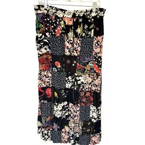 VTG Womens Calico Floral Patchwork Maxi‎ Skirt 1X Peasant Boho Cottage Hippie